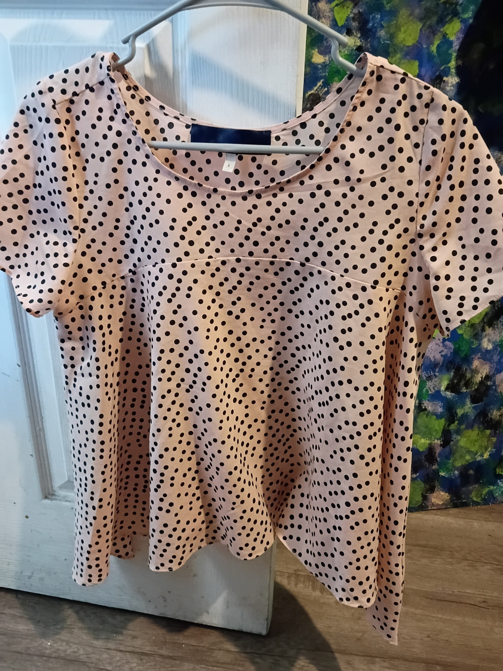 Women's Pink Polka Dot Short Sleeve Top Size Small